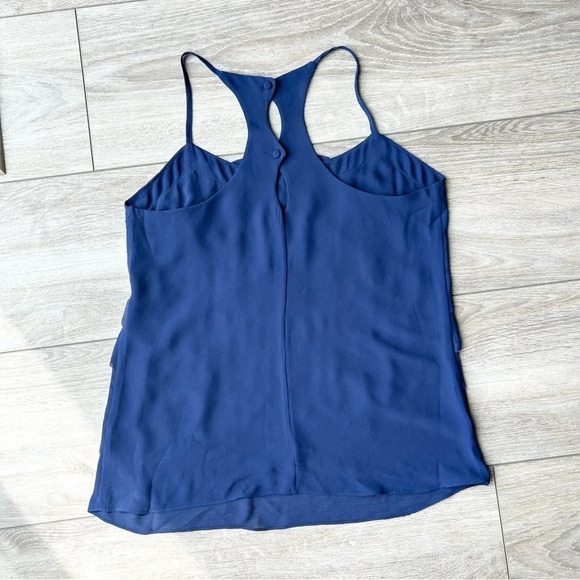 NAKED ZEBRA NAVY RUFFLE TIERED TANK TOP RACERBACK - Picture 11 of 13